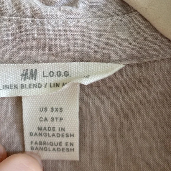 H&M Cotton Linen Blend Short Sleeve Button Top Size Small - Picture 2 of 3